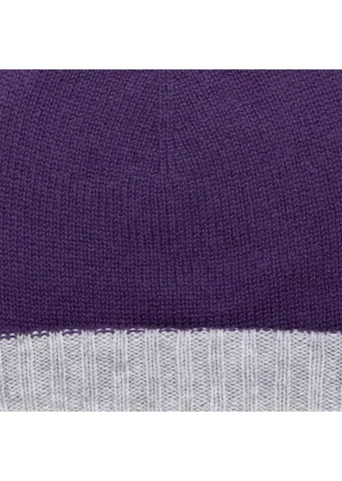 RIVIERA CASHMERE | BERRETTO DOUBLEFACE VIOLA GRIGIO Grande vendita