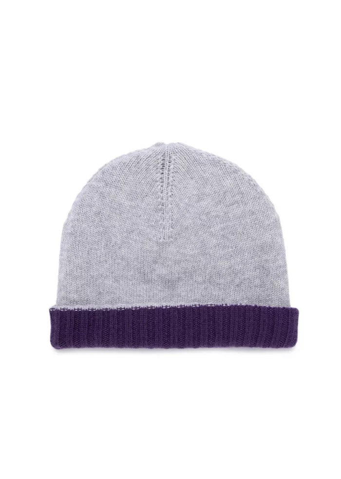 RIVIERA CASHMERE | BERRETTO DOUBLEFACE VIOLA GRIGIO Grande vendita