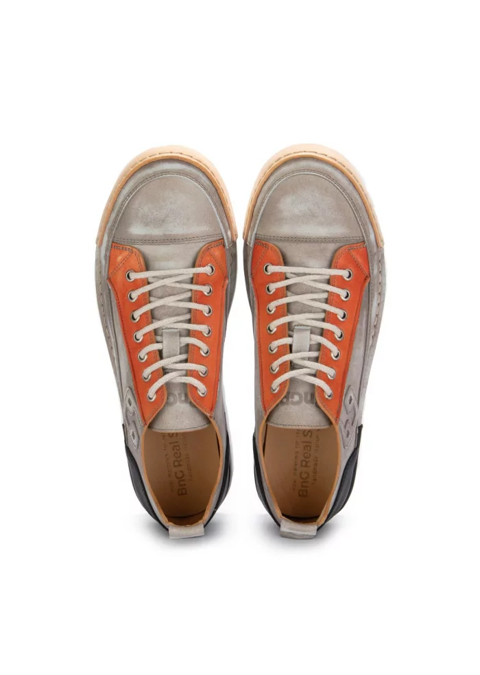 BNG REAL SHOES | SNEAKERS LA PATCH PELLE GRIGIO TORTORA Offerta esclusiva