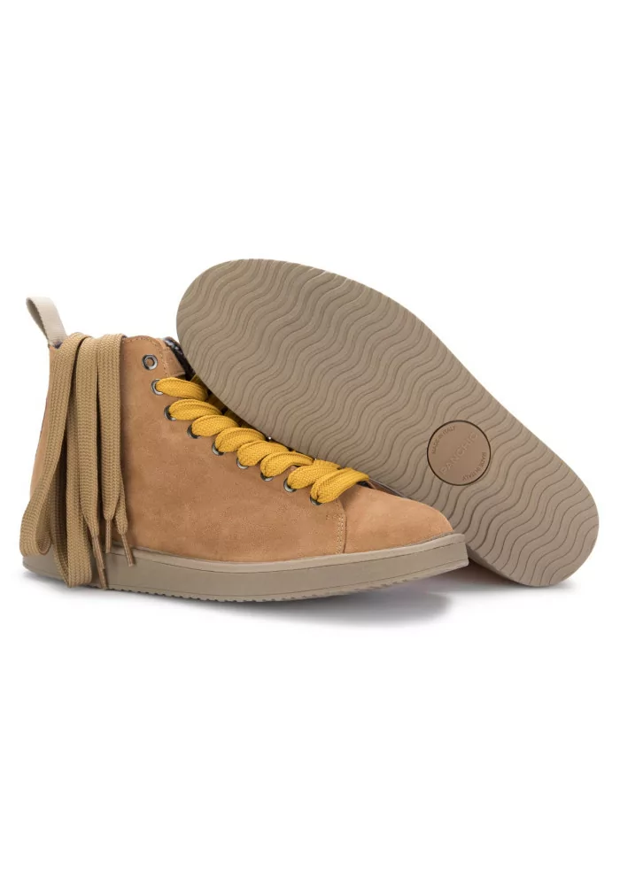 PANCHIC | TRONCHETTI CAMOSCIO MARRONE CHIARO LACCI GIALLI Online Outlet