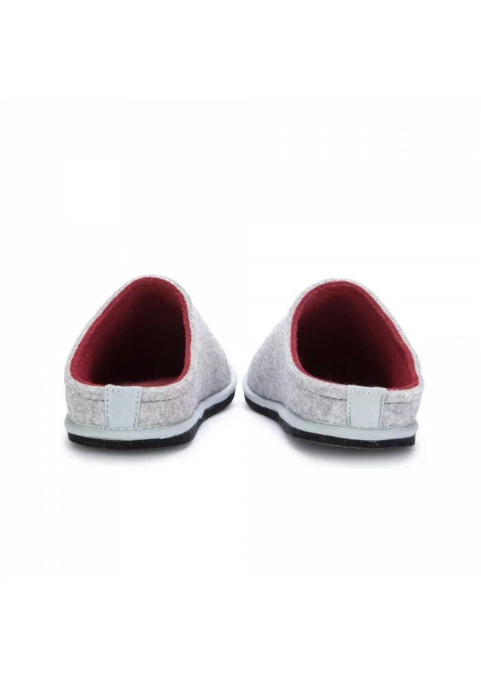 LÖWENWEISS | PANTOFOLE IN LANA COTTA GRIGIO BORDEAUX Fornitura limitata
