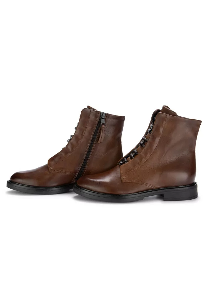 MJUS | STIVALETTI ALLACCIATI ZIP PELLE MARRONE Offerta migliore