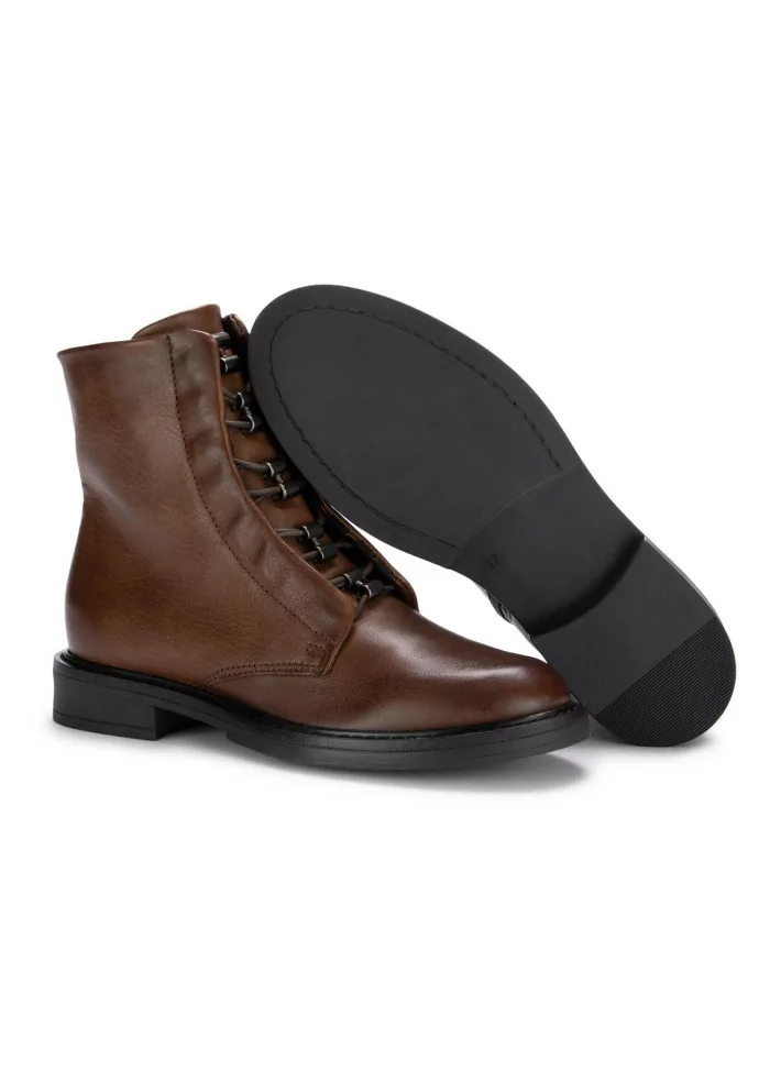 MJUS | STIVALETTI ALLACCIATI ZIP PELLE MARRONE Offerta migliore