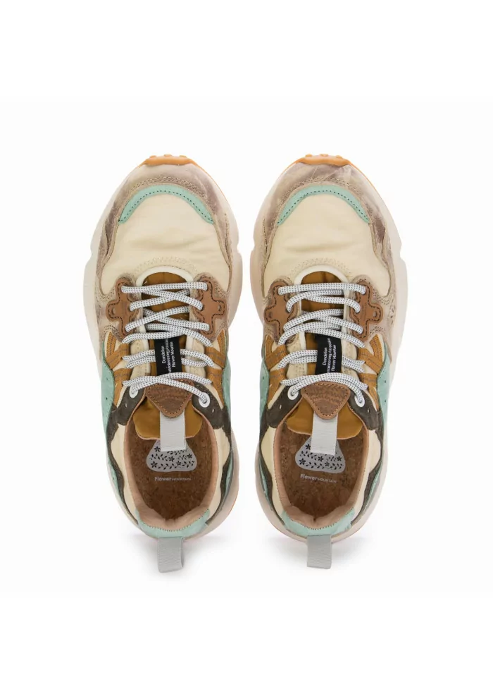 FLOWER MOUNTAIN | SNEAKERS YAMANO 3 PELLE BEIGE AZZURRO Ultimi tre giorni