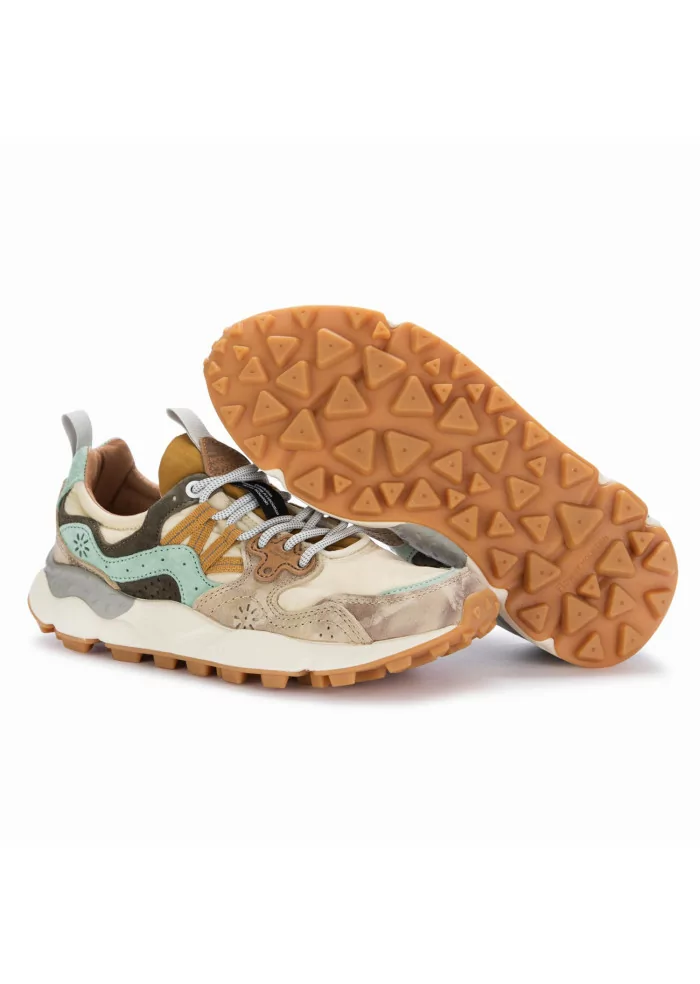 FLOWER MOUNTAIN | SNEAKERS YAMANO 3 PELLE BEIGE AZZURRO Ultimi tre giorni