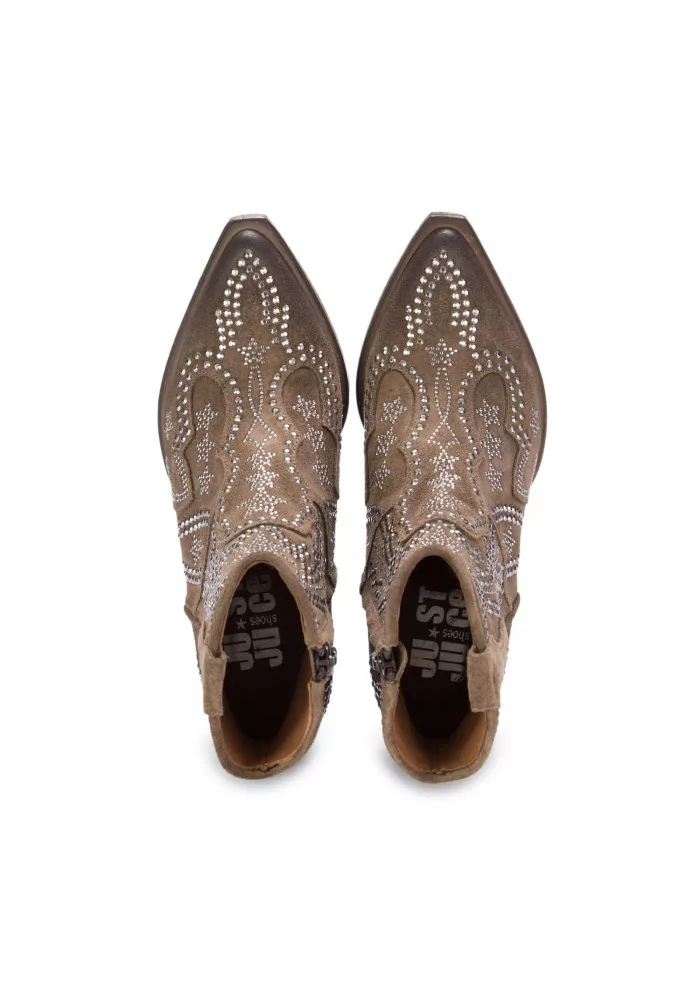 JUICE | STIVALETTI WESTERN CAMOSCIO STRASS MARRONE 50% di sconto con spedizione gratuita