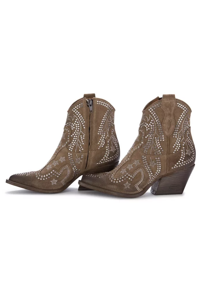 JUICE | STIVALETTI WESTERN CAMOSCIO STRASS MARRONE 50% di sconto con spedizione gratuita