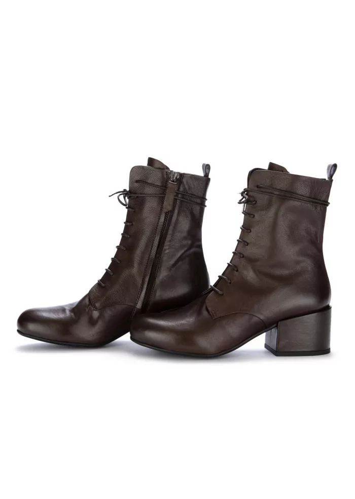 VICOLO 8 | STIVALETTI CON TACCO LACCI PELLE MARRONE Spedizione Gratuita