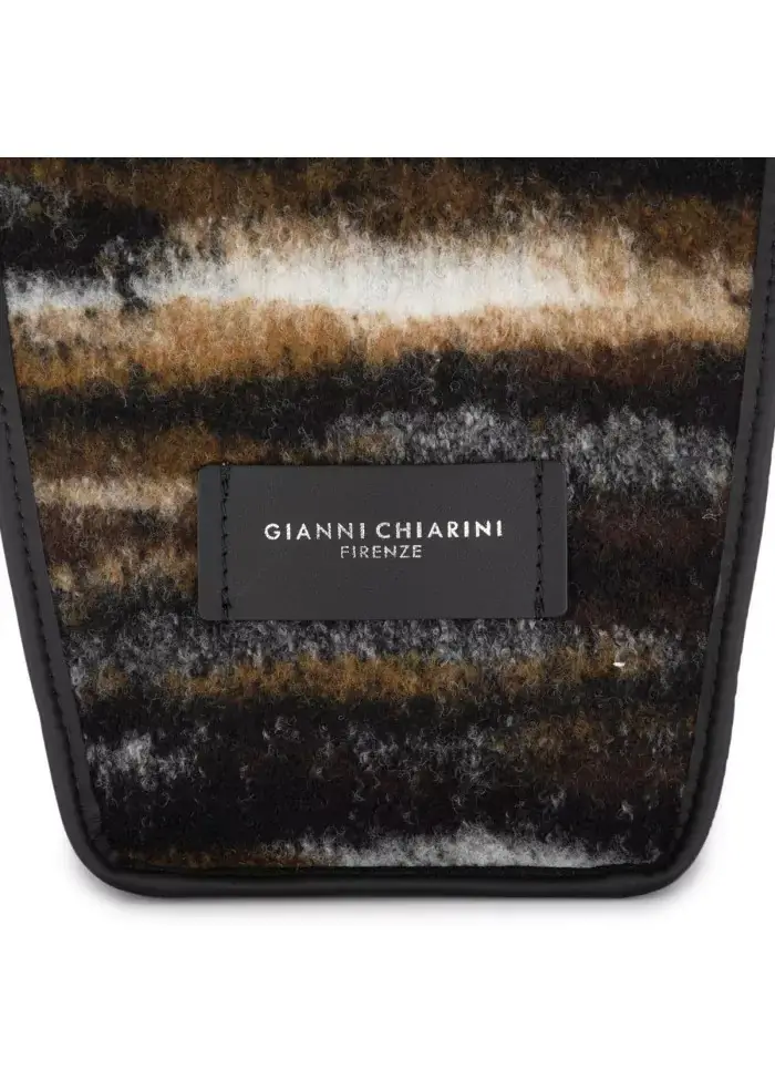 GIANNI CHIARINI | BORSA A SPALLA JACQUARD MARCELLA MARRONE NERO Saldi