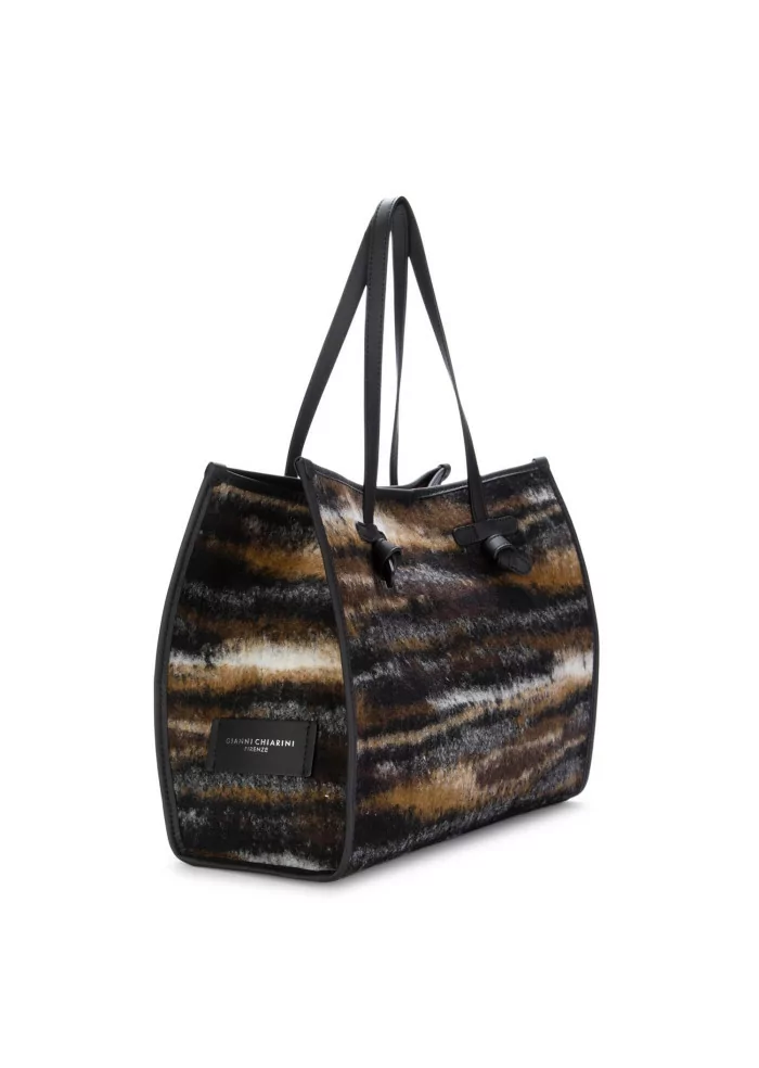 GIANNI CHIARINI | BORSA A SPALLA JACQUARD MARCELLA MARRONE NERO Saldi
