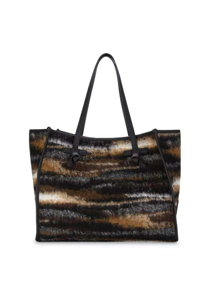 GIANNI CHIARINI | BORSA A SPALLA JACQUARD MARCELLA MARRONE NERO Saldi