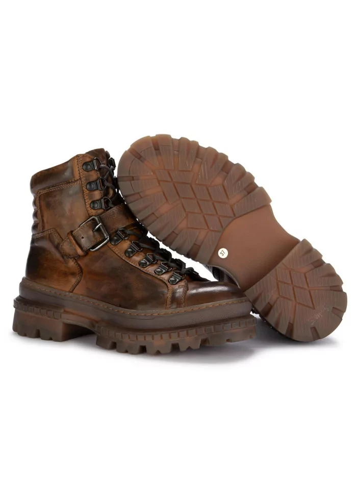 PAWELK'S | STIVALETTI ALLACCIATI CRUST PELLE MARRONE Negozio