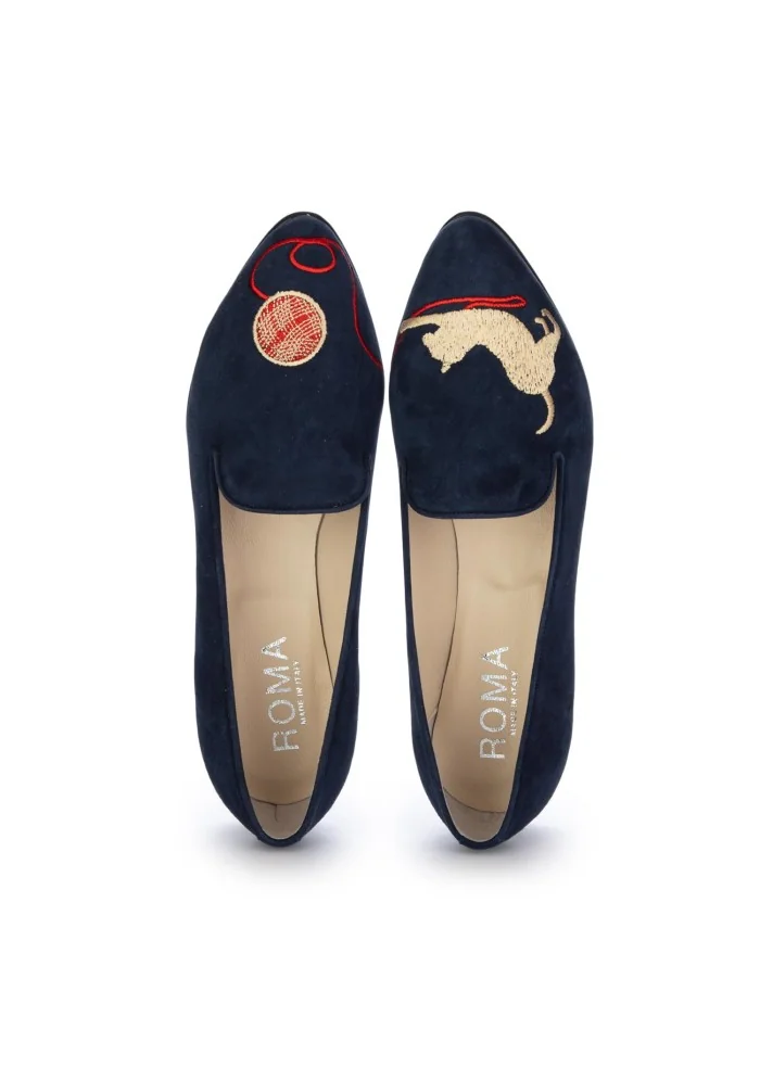 ROMA | BALLERINE GATTO GOMITOLO BLU Nuova