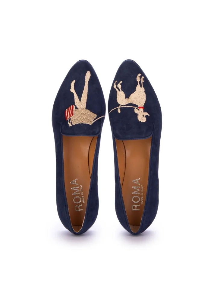 ROMA | BALLERINE TIFFANY CAMOSCIO BLU Grande vendita