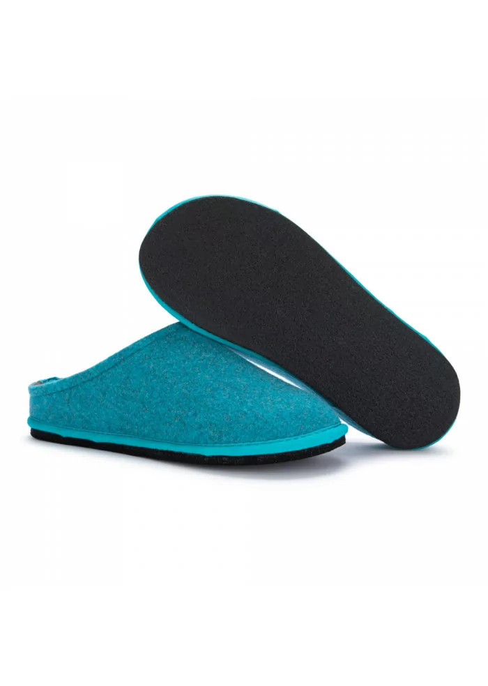 LÖWENWEISS | PANTOFOLE IN FELTRO DI LANA EASY TURCHESE Liquidazione