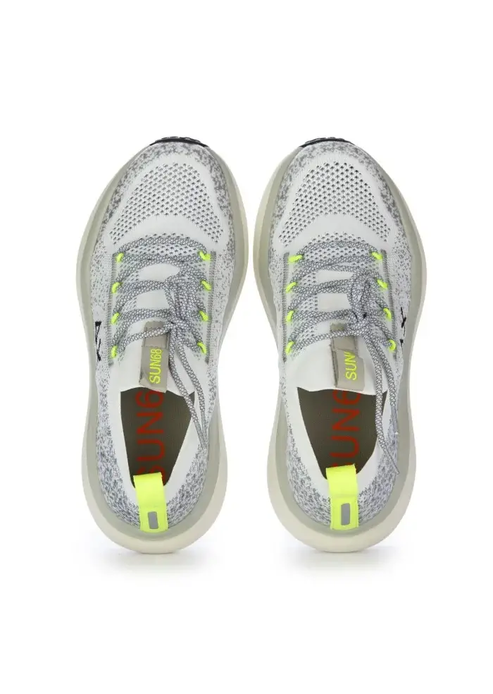 SUN68 | SNEAKERS JUPITER KNIT BIANCO GIALLO FLUO In Linea