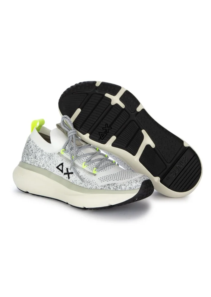 SUN68 | SNEAKERS JUPITER KNIT BIANCO GIALLO FLUO In Linea