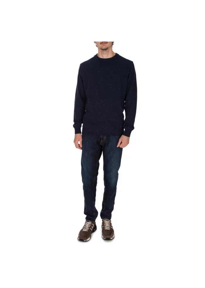WOOL & CO | MAGLIONE GIROCOLLO PUNTINATO BLU Saldi Di Fabbrica