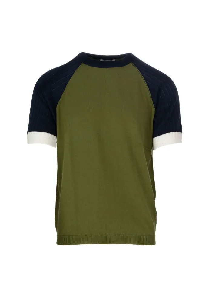 WOOL & CO | T-SHIRT MANICHE COLORATE VERDE BLU BIANCO Shopping online