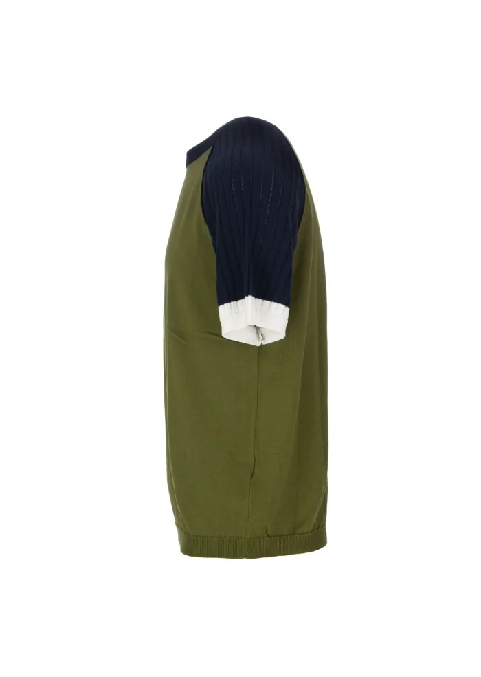 WOOL & CO | T-SHIRT MANICHE COLORATE VERDE BLU BIANCO Shopping online