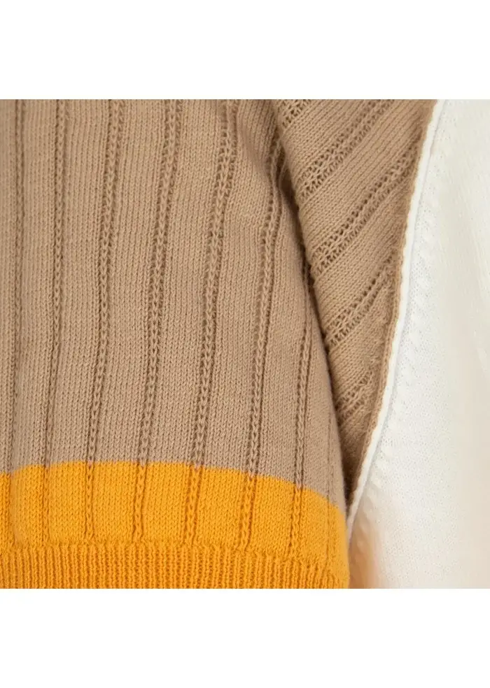 WOOL & CO | T-SHIRT COTONE BIANCO BEIGE OCRA Latest fashion