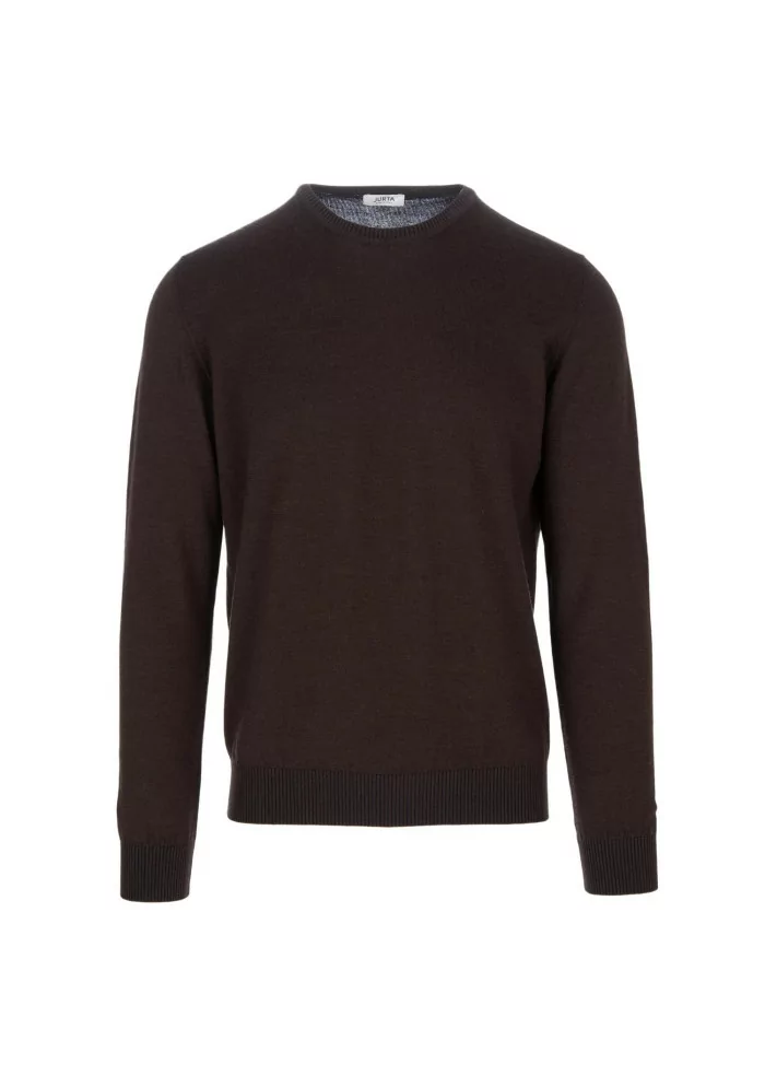 JURTA | MAGLIONE LEGGERO LANA MERINO MARRONE SCURO Vendita Calda