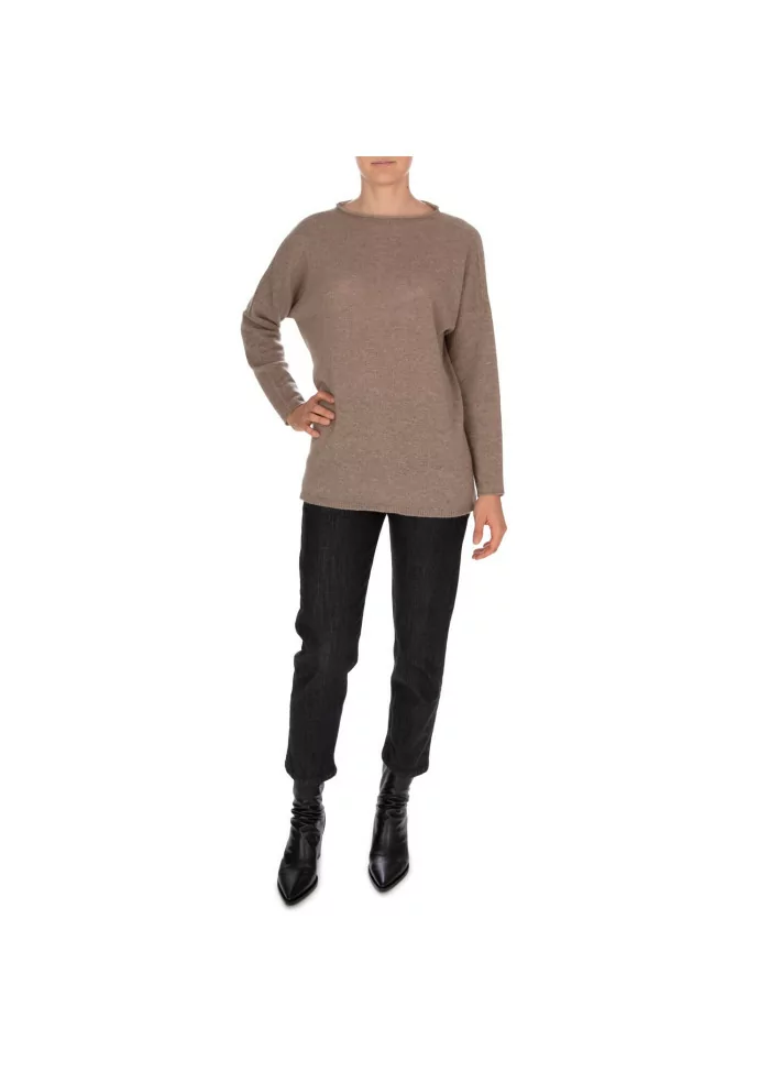 RIVIERA CASHMERE | MAGLIONE RASATO MARRONE Flash Sale