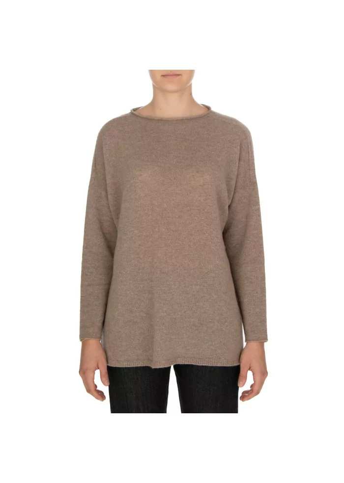 RIVIERA CASHMERE | MAGLIONE RASATO MARRONE Flash Sale