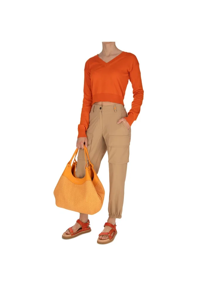 SEMICOUTURE | MAGLIONCINO SCOLLO A V ARANCIONE Offerta temporanea