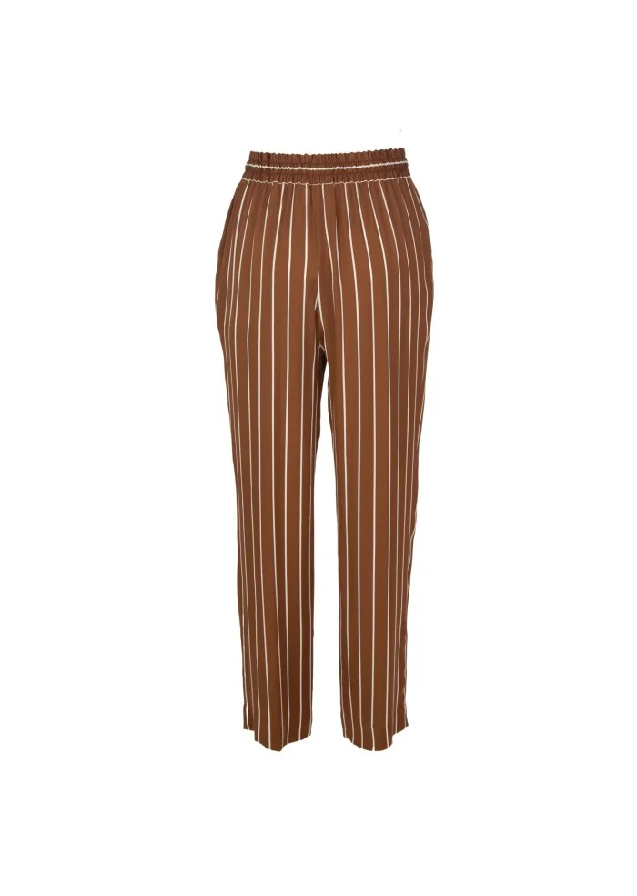 SEMICOUTURE | PANTALONI A RIGHE MARRONE BIANCO Enormi sconti