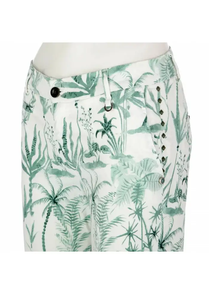 MASON'S | PANTALONI JAQUELINE CAPRI BIANCO VERDE Sconti questo mese
