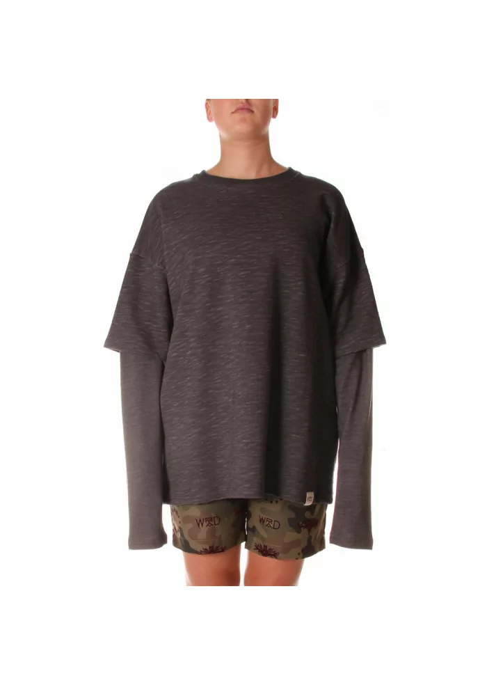 ABBIGLIAMENTO UNISEX FELPA COTONE ORGANICO T-SHIRT GRIGIO WRAD In Vendita