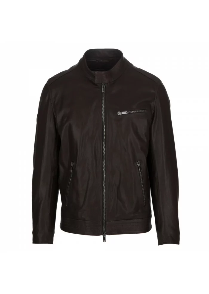 DONDUP | GIACCA IN PELLE CON IMBOTTITURA INTERNA MARRONE Grandi sconti