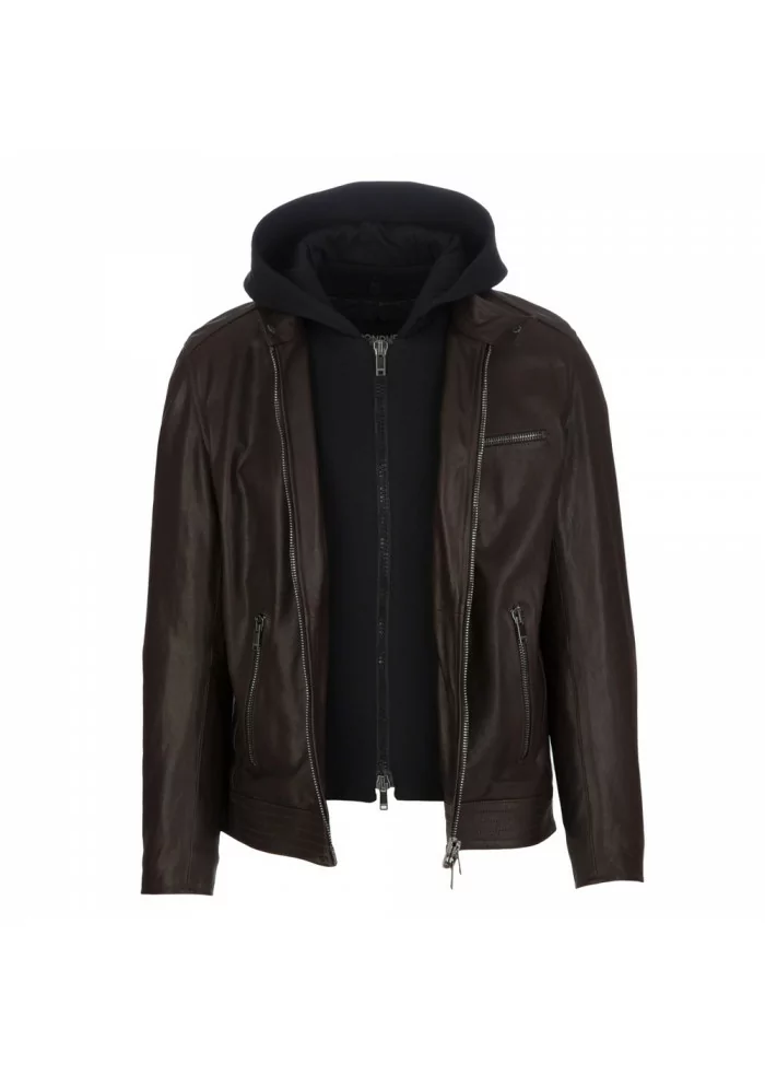 DONDUP | GIACCA IN PELLE CON IMBOTTITURA INTERNA MARRONE Grandi sconti