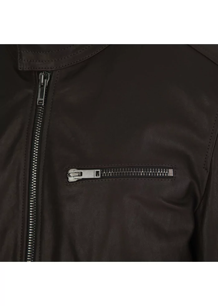 DONDUP | GIACCA IN PELLE CON IMBOTTITURA INTERNA MARRONE Grandi sconti