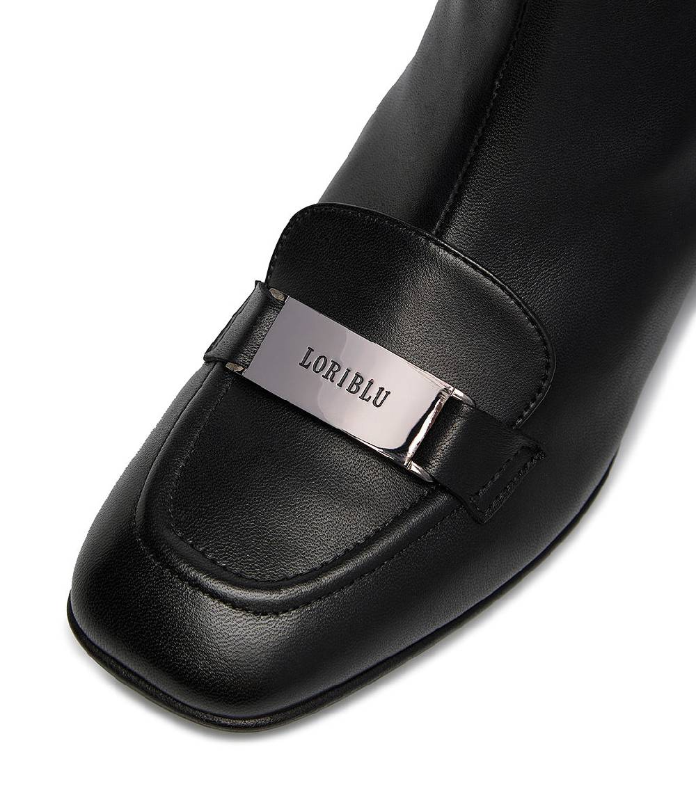 Loriblu Stivaletto nappa nero con placca Logo metal Discount Store per i nuovi prodotti