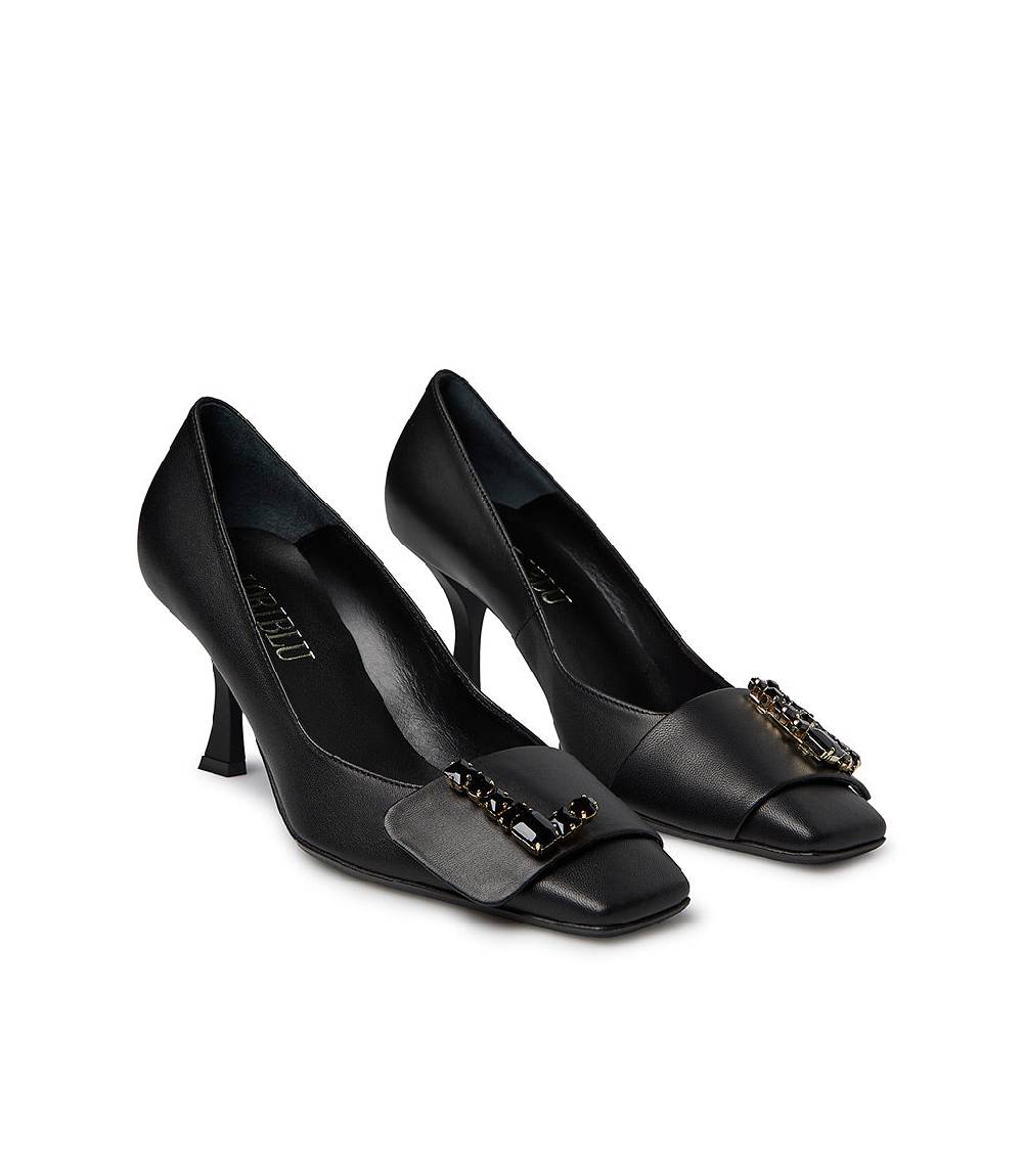 Loriblu Décolleté in nappa nero con Logo Signature cristalli Limitato a 3 giorni