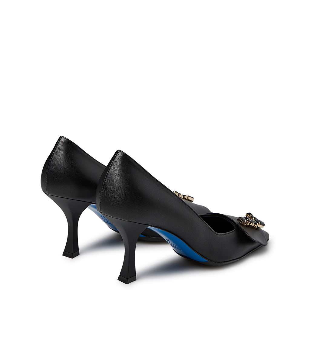 Loriblu Décolleté in nappa nero con Logo Signature cristalli Limitato a 3 giorni