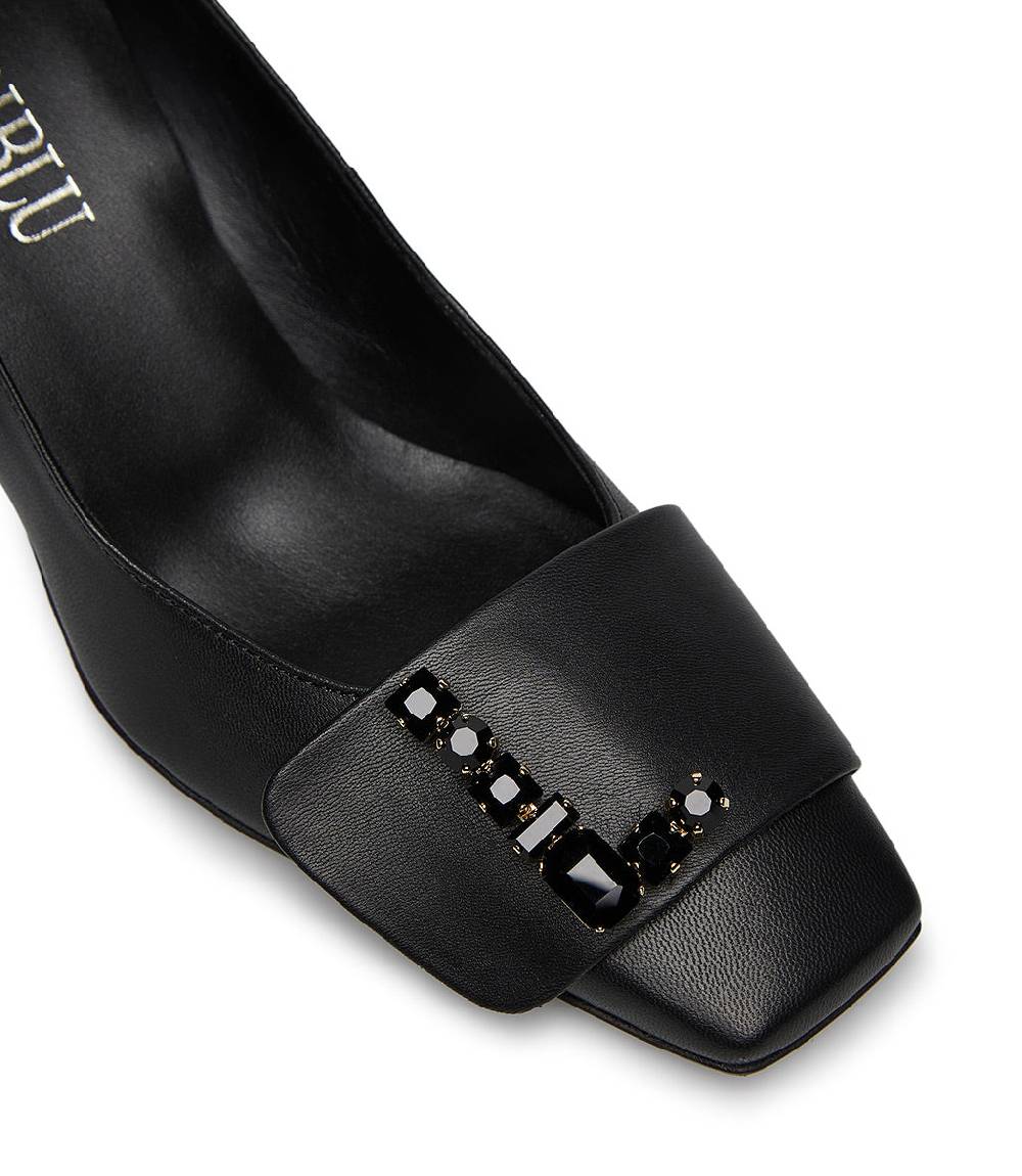 Loriblu Décolleté in nappa nero con Logo Signature cristalli Limitato a 3 giorni