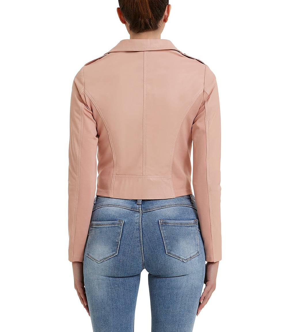 Loriblu Giacca stile biker in pelle rosa Nuovo