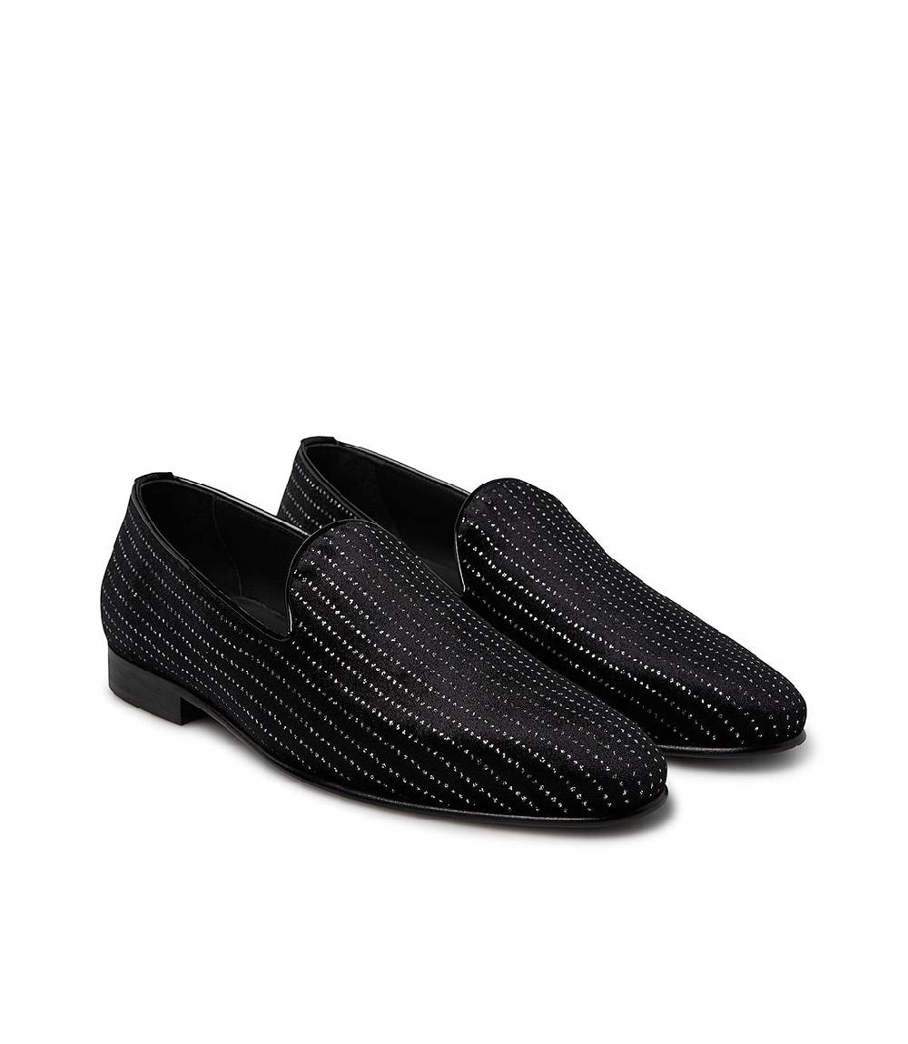 Loriblu Loafer in velluto nero con micro cristalli e dettagli in vernice Saldi