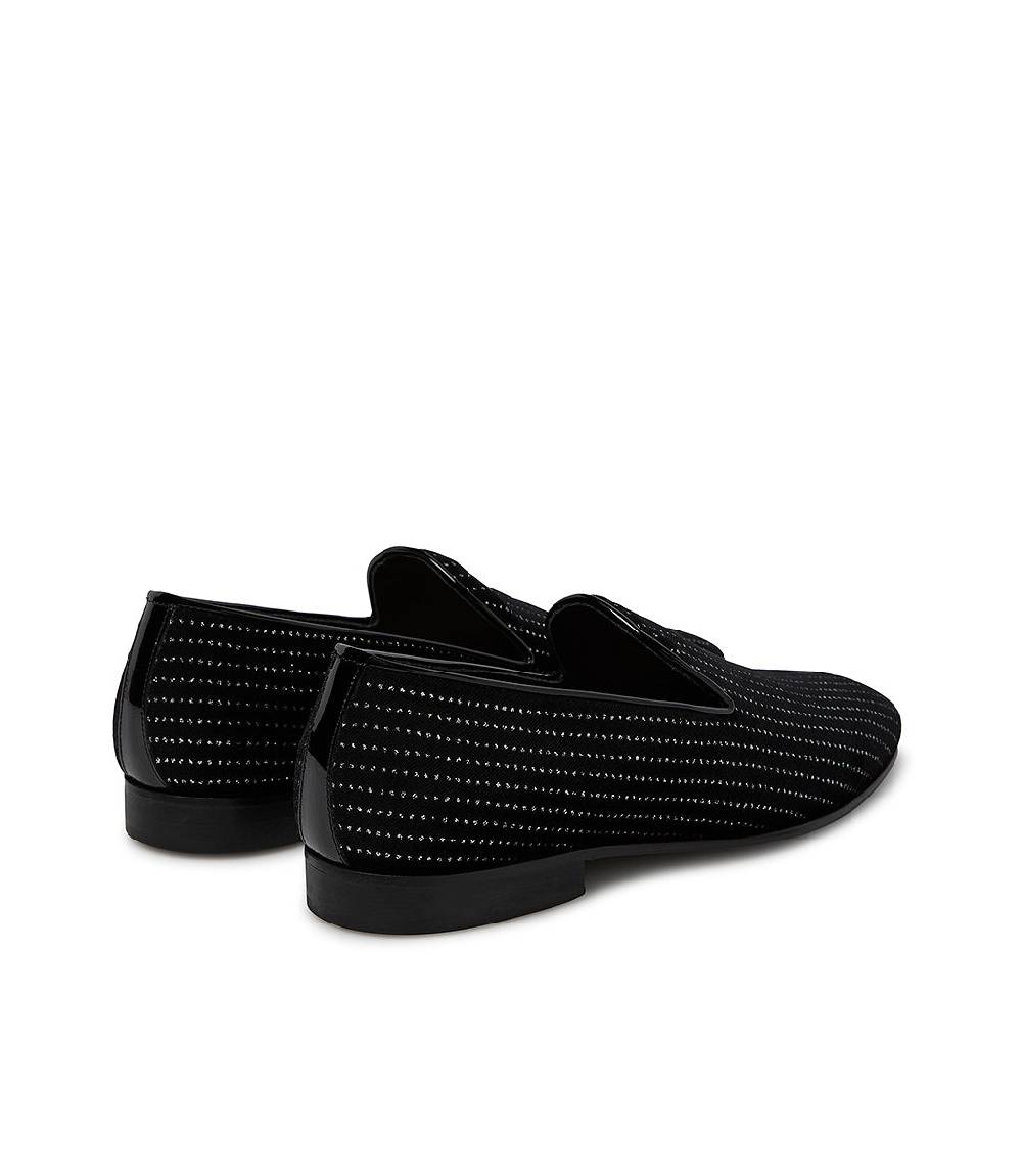 Loriblu Loafer in velluto nero con micro cristalli e dettagli in vernice Saldi