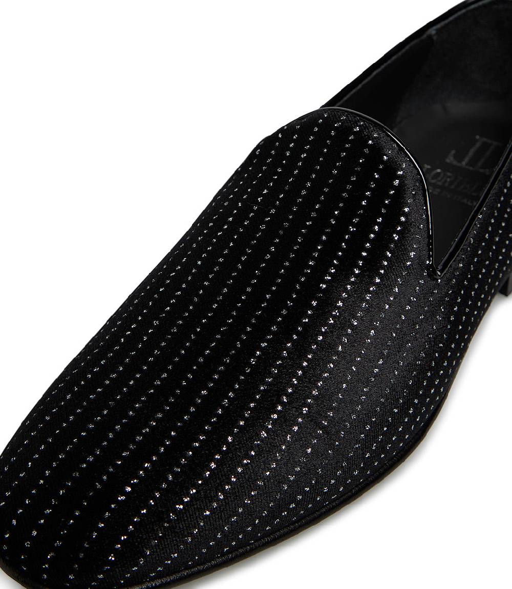 Loriblu Loafer in velluto nero con micro cristalli e dettagli in vernice Saldi