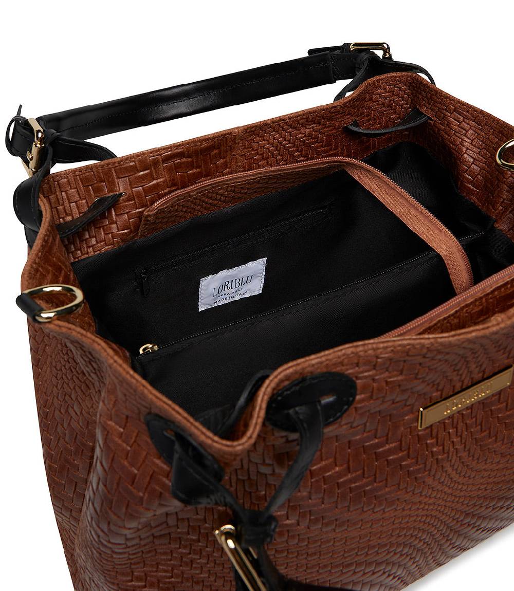 Loriblu Borsa tote in pelle intrecciata marrone In Saldo