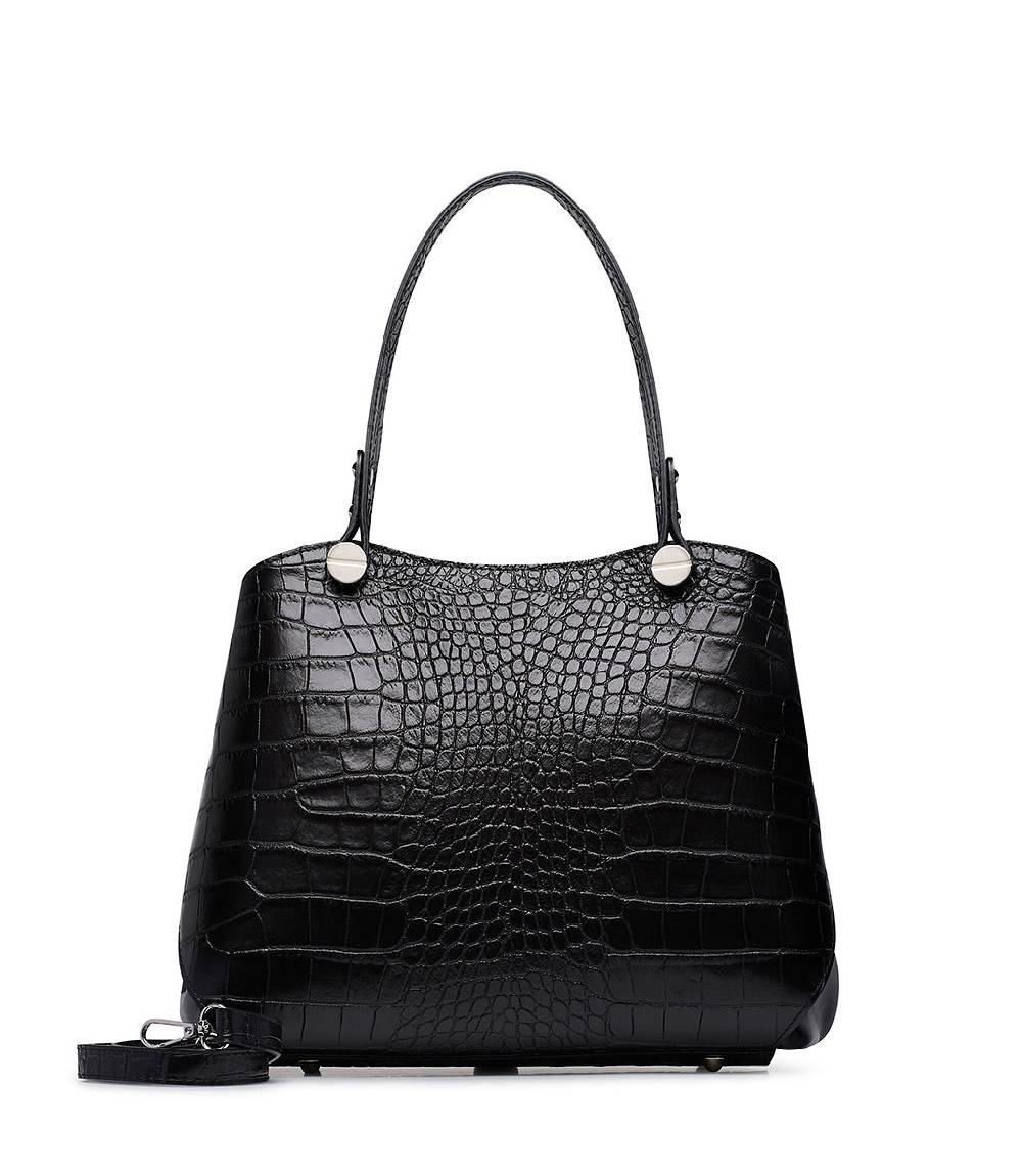 Loriblu Borsa nera in pelle stampa cocco Super sconto