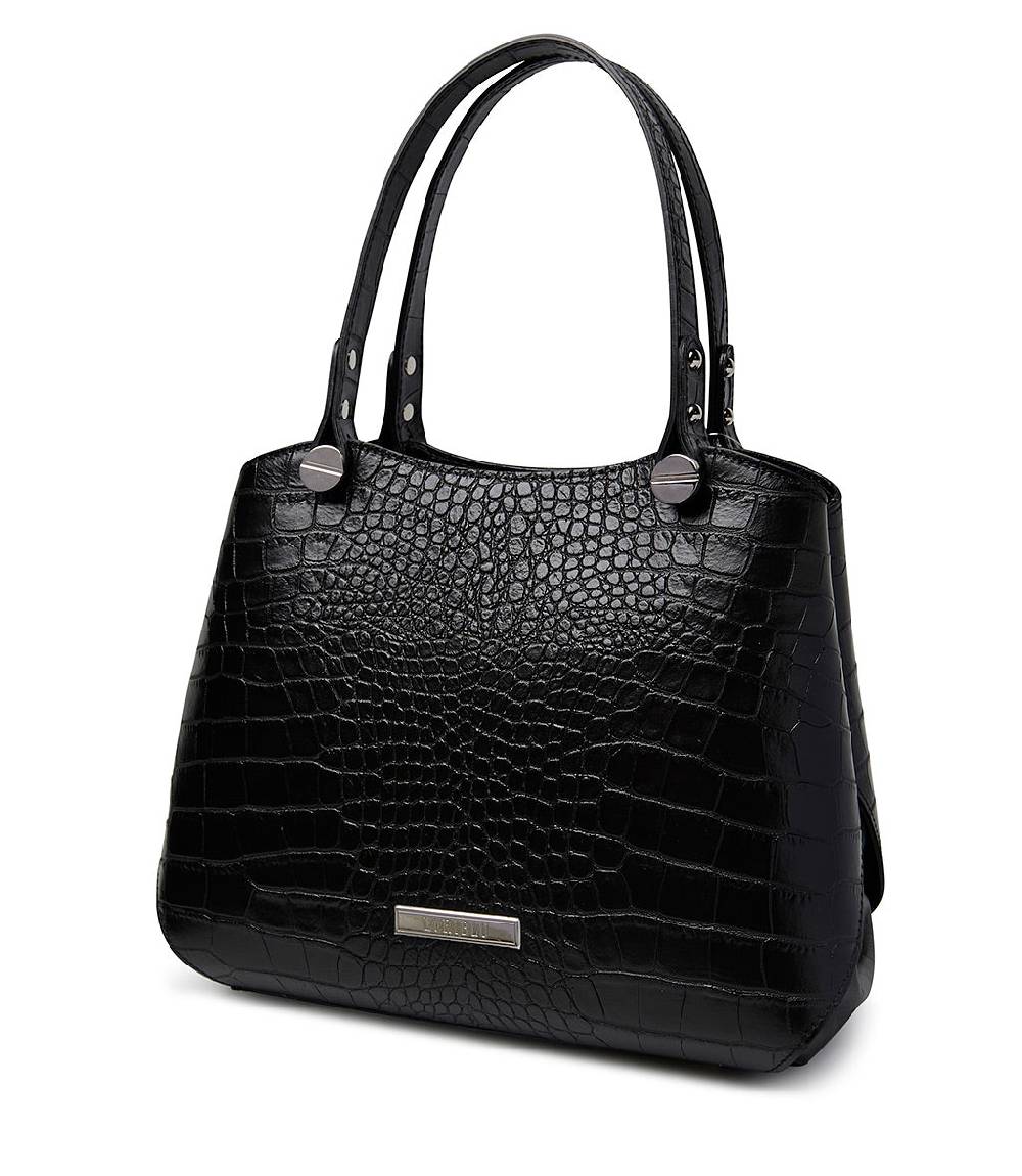Loriblu Borsa nera in pelle stampa cocco Super sconto