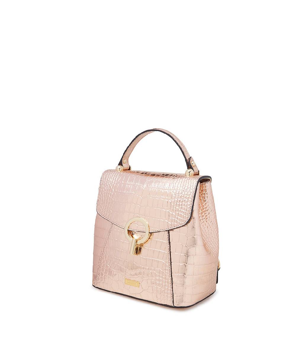 Loriblu Borsa a mano rosa in pelle laminata stampa cocco 50% di sconto con spedizione gratuita