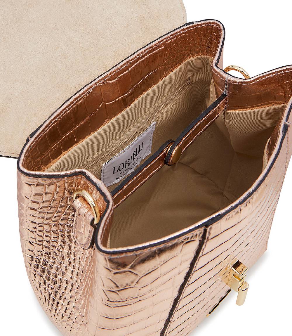 Loriblu Borsa a mano rosa in pelle laminata stampa cocco 50% di sconto con spedizione gratuita