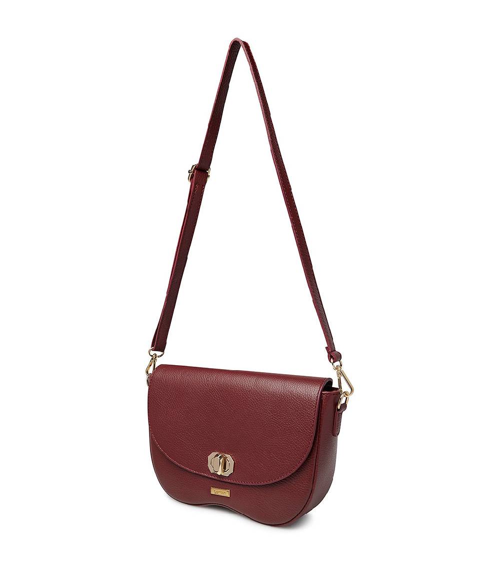 Loriblu Borsa a tracolla in pelle rosso scuro testurizzata Officina