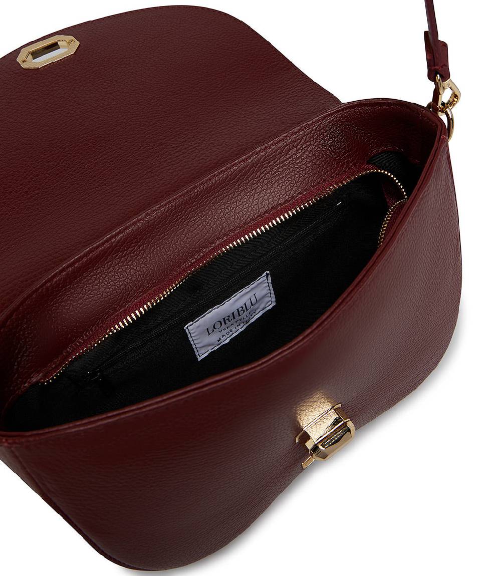 Loriblu Borsa a tracolla in pelle rosso scuro testurizzata Officina